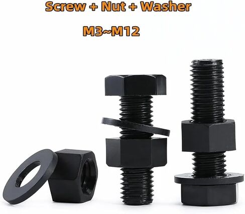 10Pcs Black Nylon Hexagonal Screw Nut Washer Metric Threaded Hex Head Bolt Plastic Insulated Bolts M3 M4 M5 M6 M8 M10 M12(90mm,M8) in Kuwait