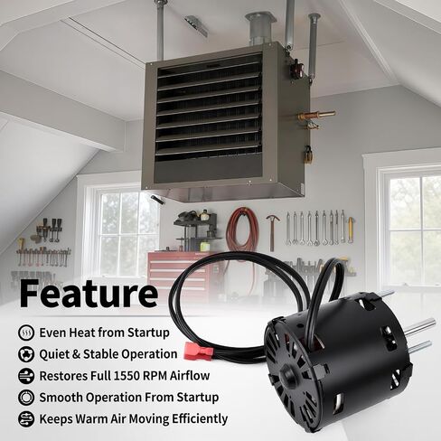 محرك مروحة مناسب لـ Modine Hot Dawg HD30 HD45 HDS30 HDS45 1550 RPM 115V 2.4A استبدال محرك منفاخ سخان المرآب يستبدل 9F10262 9F0102620000 9F10262A0301 in Kuwait