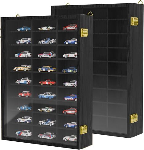 2 حزمة من علبة عرض تخزين العجلات الساخنة مثبتة على الحائط، لعبة خشبية من Hotwheels لتخزين السيارة 1/64 منظم رف عرض لـ 54 سيارة موديل Hot Wheels (2، لون خشبي، حافظة فقط) in Kuwait