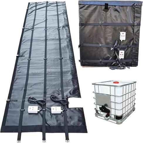 IBC Tote Heater Blanket, IBC Container Heater, 2000W/4000W Fast Heating Electric Heater Jacket, Smart Temperature Control up to 150°C/302℉, Waterproof Insulation Materials(Black,275Gallon/1000L) in Kuwait