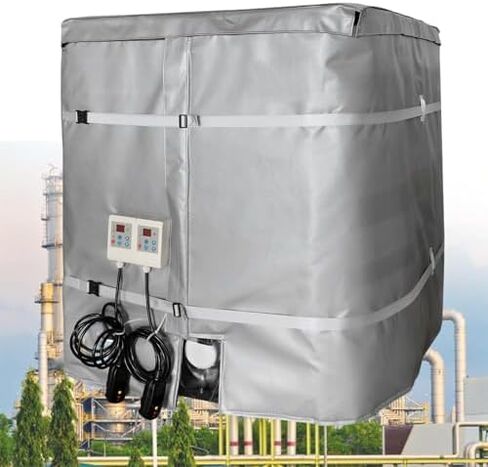 Industrial IBC Tote Heater - Dual Digital Control, Programmable 0-120°C, Timer, Adjustable Differential, Energy-Efficient Insulated Waterproof Jacket (Gray) in Kuwait