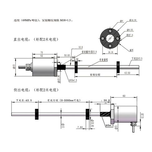 Magnetostrictive Displacement Sensors RS485 Output, Built-in in Cylinders Stroke Measuring Sensors(1800mm) in Kuwait