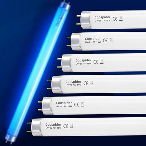 COOSPIDER 4 عبوات 15 وات U/V BL CFL لمبة إضاءة مدمجة لاستبدال صاعق كهربائي 30 وات أنبوب مستقيم T8 F15 18 بوصة ضوء أزرق in Kuwait