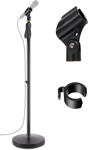 Pyle Universal Microphone Stand - M-6 Mic Mount Holder and Height Adjustable from 27.5" to 57.5" Inch High w/Compact Round Base Plate - Quick Setting Lock-Tight Knob Lightweight and Reliable PMKS40 in Kuwait