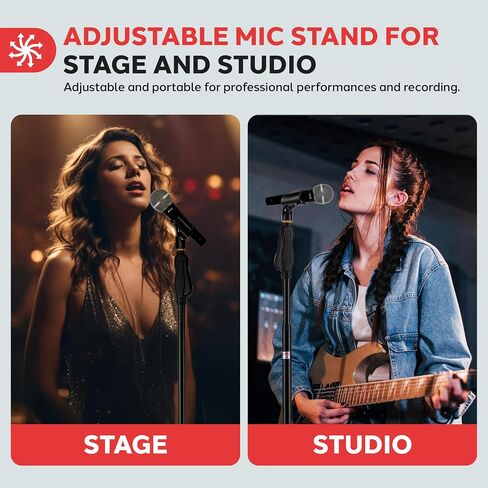 Pyle Universal Microphone Stand - M-6 Mic Mount Holder and Height Adjustable from 27.5" to 57.5" Inch High w/Compact Round Base Plate - Quick Setting Lock-Tight Knob Lightweight and Reliable PMKS40 in Kuwait