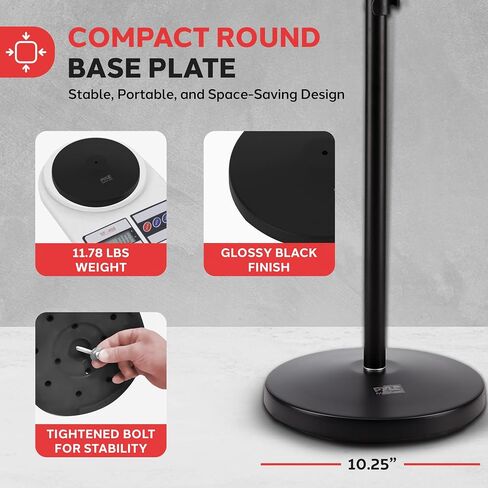 Pyle Universal Microphone Stand - M-6 Mic Mount Holder and Height Adjustable from 27.5" to 57.5" Inch High w/Compact Round Base Plate - Quick Setting Lock-Tight Knob Lightweight and Reliable PMKS40 in Kuwait