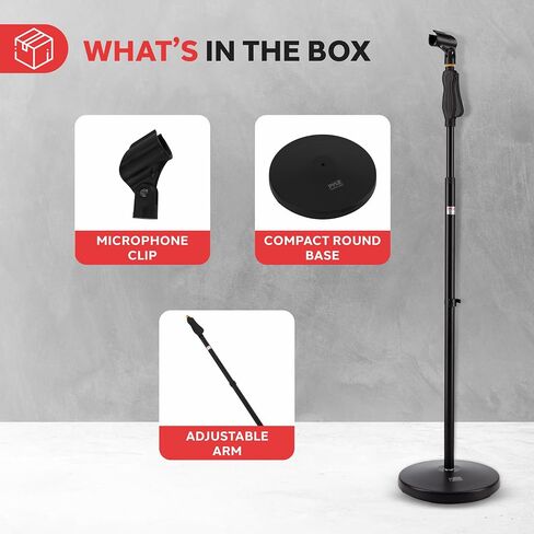 Pyle Universal Microphone Stand - M-6 Mic Mount Holder and Height Adjustable from 27.5" to 57.5" Inch High w/Compact Round Base Plate - Quick Setting Lock-Tight Knob Lightweight and Reliable PMKS40 in Kuwait