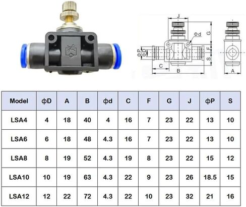6PCS LSA8 8mm To 8mm Push In Quick Connector Air Pneumatic Speed Controller in Saudi Arabia