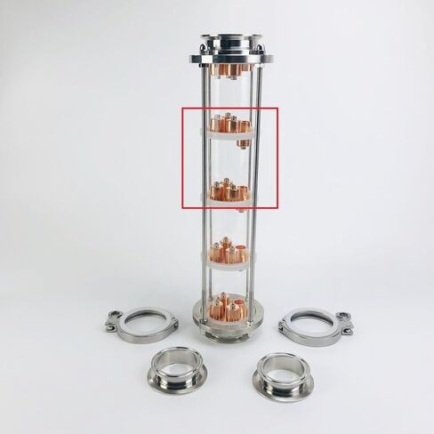 3" Red Copper Bubble Plate Set With Borosilicate Glass Column(OD90ID80mm) And Double Card Slot Gasket For 3" in Saudi Arabia