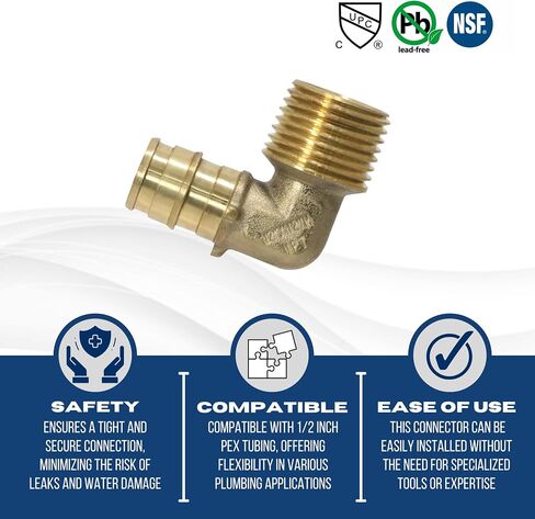 قطعتين XFITTING 1/2 بوصة Pex A كوع ذكر، كوع توسيع ذكر NPT، F1960 in Kuwait