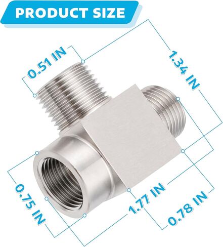 الفولاذ المقاوم للصدأ 304 تي شيرت 1/4 "NPT أنثى x 1/4" NPT ذكر x 1/4 "NPT ذكر 1 قطعة in Kuwait