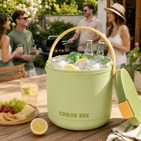 QMUNLLO 2.6L / 2.7QT Dual-Wall Insulated Ice Bucket with Silicone Lid, Spoon & 40-Cube Double-Layer Ice Tray, Keep Ice Frozen Longer, Ideal for Outdoor Events, Parties & Cocktail Bars(Green) in Kuwait