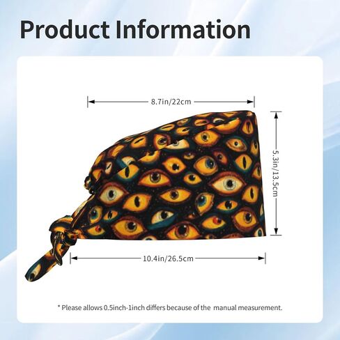 Mysterious Orange Eyes Print Scrub Caps Women Men, Nurse Cap Surgical Caps Scrub Hats for Women Men, Adjustable Working Cap with Sweatband in Saudi Arabia
