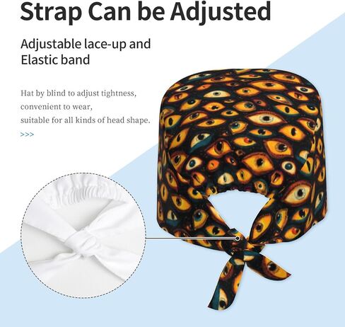 Mysterious Orange Eyes Print Scrub Caps Women Men, Nurse Cap Surgical Caps Scrub Hats for Women Men, Adjustable Working Cap with Sweatband in Saudi Arabia