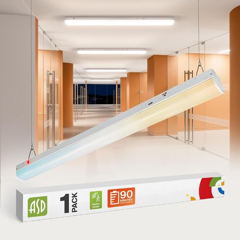 ASD 4ft LED شريط إضاءة خطي للدرج مع مستشعر الحركة وبطارية احتياطية للطوارئ - 22W-44W 5853LM مصباح متجر LED قابل للربط - 3500K-5000K ضوء سقف قابل للتعديل - UL DLC in Kuwait