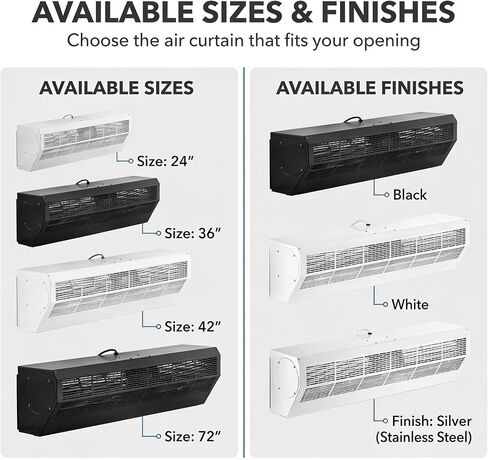 Air Curtain 36" – Stainless Steel Commercial Air Curtain with Plunger Door Switch, 120V Surface Mounted Air Door for Drive-Thru Windows, Entrances, Walk-In Coolers, and Concession Stands in Kuwait