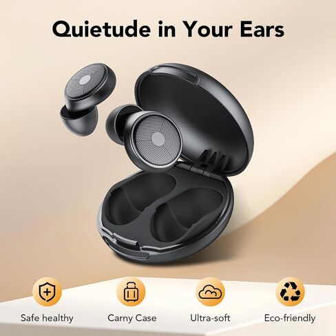 Ear Plugs for Sleeping,Noise Cancelling Silicone Earplugs,Concert,45 dB,Soft and Reusable,Hearing Protection with 8 Earpieces in 4 Sizes(XS/S/M/L),Carrying Bag,for Concert,Sleeping,Black in Kuwait
