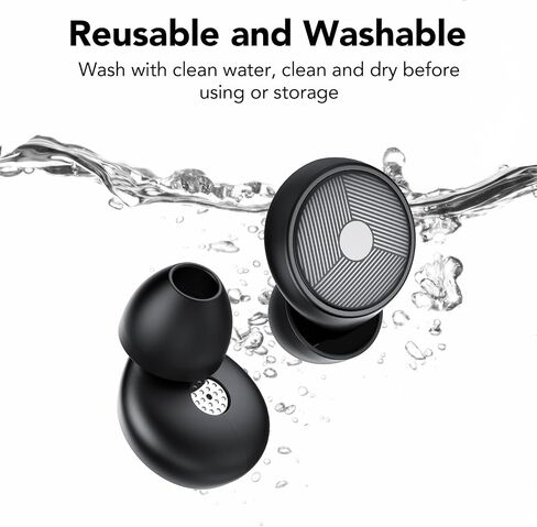 Ear Plugs for Sleeping,Noise Cancelling Silicone Earplugs,Concert,45 dB,Soft and Reusable,Hearing Protection with 8 Earpieces in 4 Sizes(XS/S/M/L),Carrying Bag,for Concert,Sleeping,Black in Kuwait
