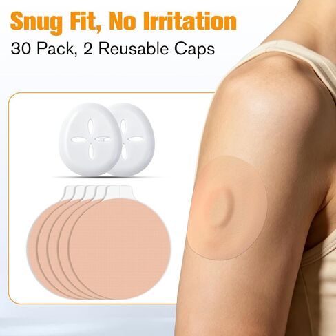 30 قطعة من رقعة لاصقة Dexcom G7 مع غطاءين صلبين | غطاء مقاوم للماء من Stelo Overpatch قابل لإعادة الاستخدام، مقاوم للصدمات، حماية لمدة 15 يومًا، علامة تبويب سهلة التقشير، لا تسبب الحساسية، خالية من اللاتكس in Kuwait