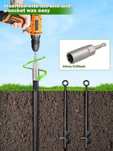 4 Pcs 30" Long Ground Anchors Shed Anchors Kit with 3/16" Galvanized Cable & Turnbuckles & Carabiners, Heavy Duty Earth Anchors for Sheds Trees Trampoline Greenhouse Swing Set Tent in Kuwait