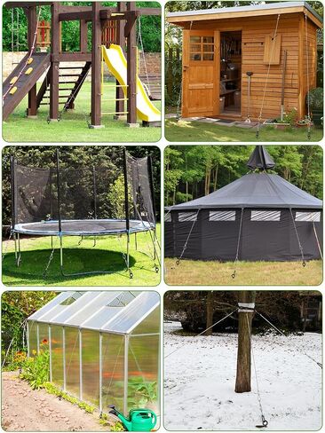 4 Pcs 30" Long Ground Anchors Shed Anchors Kit with 3/16" Galvanized Cable & Turnbuckles & Carabiners, Heavy Duty Earth Anchors for Sheds Trees Trampoline Greenhouse Swing Set Tent in Kuwait