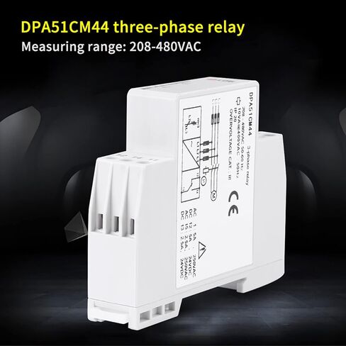 DPA51CM44 3 - Phase Monitoring Relay, Phase Sequence Protector, 208-480VAC for Motor Protection, Compact Three Phase Relay with Phase Loss and Sequence Detection in Kuwait