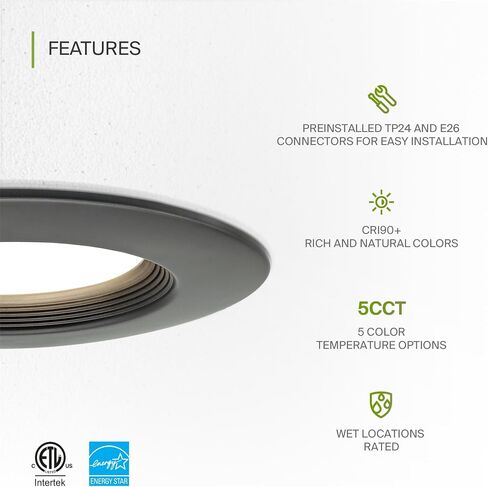ASD 12 Pack Bronze Retrofit LED Recessed Lighting 6 Inch - 12W 2700K-5000K 1078LM Can Lights for Ceiling 6 Inch, Dimmable Bronze Recessed Lights, Baffle Trim Wet Rated Wafer Lights, ETL, Energy Star in Kuwait