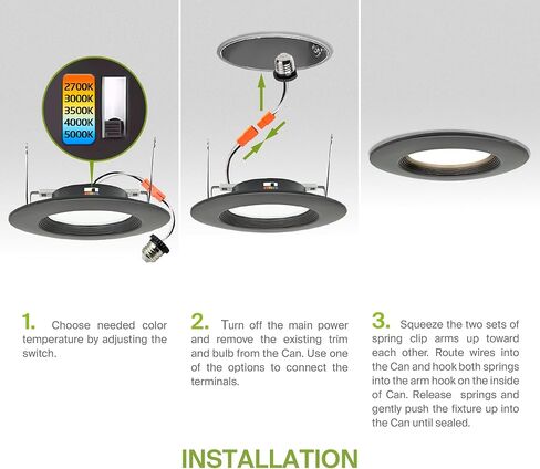 ASD 12 Pack Bronze Retrofit LED Recessed Lighting 6 Inch - 12W 2700K-5000K 1078LM Can Lights for Ceiling 6 Inch, Dimmable Bronze Recessed Lights, Baffle Trim Wet Rated Wafer Lights, ETL, Energy Star in Kuwait