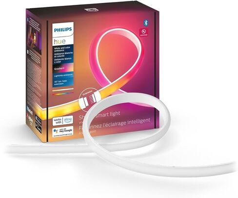 وصلة شريط إضاءة LED ذكي داخلي بطول 3 أقدام من Philips Hue - تأثير متعدد الألوان متدفق - يتطلب مجموعة أساسية - حزمة واحدة - التحكم باستخدام تطبيق Hue - يعمل مع Alexa وGoogle Assistant وApple HomeKit in Kuwait