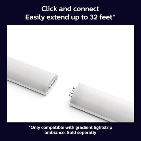 وصلة شريط إضاءة LED ذكي داخلي بطول 3 أقدام من Philips Hue - تأثير متعدد الألوان متدفق - يتطلب مجموعة أساسية - حزمة واحدة - التحكم باستخدام تطبيق Hue - يعمل مع Alexa وGoogle Assistant وApple HomeKit in Kuwait