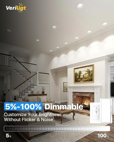 6 عبوات من مصابيح LED التحديثية مقاس 5/6 بوصة، ألوان 2700K-5000K 5CCT، إضاءة غائرة قابلة للتعتيم مع حواف حاجزة، 1000LM، 9W = 110W، تصنيف رطب، IC & ETL & FCC معتمد in Kuwait