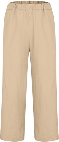Mens Linen Capri Pants Elastic Waist 3/4 Capris Summer Beach Casual Cropped Trousers with Pockets in Kuwait