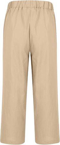 Mens Linen Capri Pants Elastic Waist 3/4 Capris Summer Beach Casual Cropped Trousers with Pockets in Kuwait