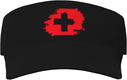 Switzerland Flag Sunscreen Visor Hat for Women Men Empty Top Tennis Baseball Cap Black Cool Funny Sun Caps Adjustable Golf Hats in Kuwait