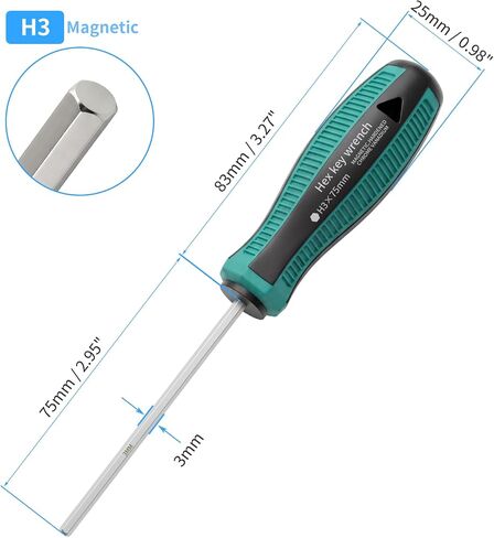 H3x75mm Hex Key Metric Driver Screwdriver with 83mm Plastic Handle, Flat Head Hexagon Nut Driver Wrench Hand Tool for DIY Repair Furniture Home Appliances Car Industrial Equipment in Kuwait