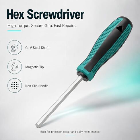 H3x75mm Hex Key Metric Driver Screwdriver with 83mm Plastic Handle, Flat Head Hexagon Nut Driver Wrench Hand Tool for DIY Repair Furniture Home Appliances Car Industrial Equipment in Kuwait