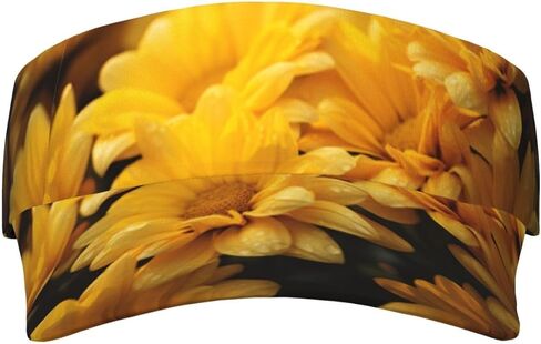 Yellow flower1 Print Sports Sun Visor Hats Adjustable Running Golf Tennis Sun Cap for Women Men in Saudi Arabia