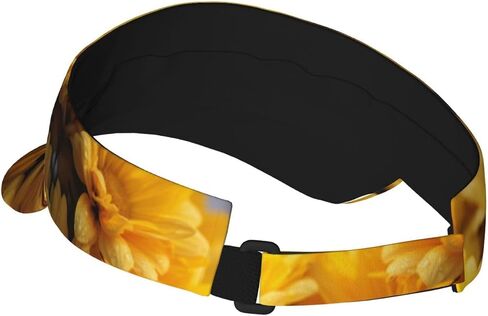 Yellow flower1 Print Sports Sun Visor Hats Adjustable Running Golf Tennis Sun Cap for Women Men in Saudi Arabia