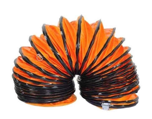 Flexible Orange PVC Ductwork for Ventilation - Adjustable Length with Steel Wire Frame & D-Shaped Rings(L6mx200mm) in Kuwait