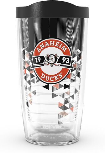 كوب Tervis Classic Tritan سعة 16 أونصة مع غطاء سفر | NHL® أنهايم داكس® - تحطيم | صُنع في أمريكا، خالٍ من مادة BPA/PFAS، ويحافظ على المشروبات ساخنة أو باردة in Kuwait