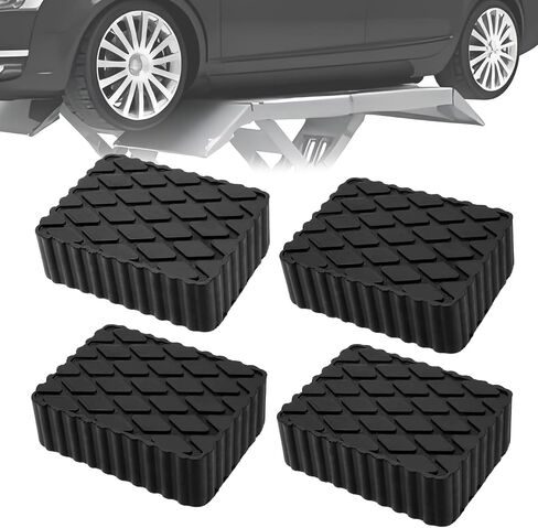 4 Pack Solid Rubber Auto Lift Pads 3000lb Heavy-Duty Jack Stand Pads Anti-Slip Rubber Lift Blocks for 2 & 4 Post Car Lift RV & Garage Lifting Floor Jack 6-1/3" x 4-3/4" x 2" in Kuwait