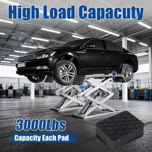 4 Pack Solid Rubber Auto Lift Pads 3000lb Heavy-Duty Jack Stand Pads Anti-Slip Rubber Lift Blocks for 2 & 4 Post Car Lift RV & Garage Lifting Floor Jack 6-1/3" x 4-3/4" x 2" in Kuwait