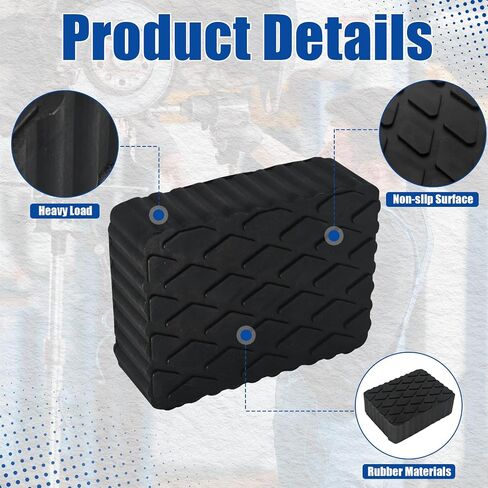 4 Pack Solid Rubber Auto Lift Pads 3000lb Heavy-Duty Jack Stand Pads Anti-Slip Rubber Lift Blocks for 2 & 4 Post Car Lift RV & Garage Lifting Floor Jack 6-1/3" x 4-3/4" x 2" in Kuwait