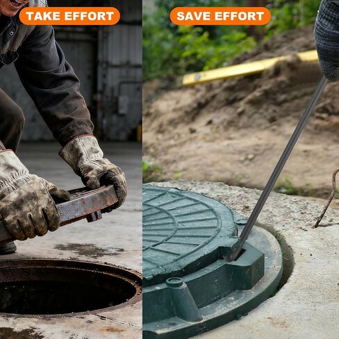 PATIKIL Manhole Hook 16 Inch, 2 Pcs Carbon Steel Lid Manhole Cover Lifter with Blunt Tip for Lifting Pulling Storm Drain Cover, Black in Kuwait