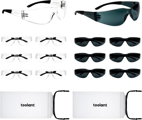 toolant Bulk Clear Safety Glasses with ANSI Z87.1 / UV 400 Standard, Eye Protection for Shooting, Construction and Laboratory in Kuwait