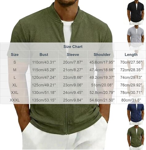 Men's Waffle Knit Full Zip Baseball Collar Short Sleeve Shirts Summer Lightweight Casual Cardigans Tops with Pockets in Kuwait