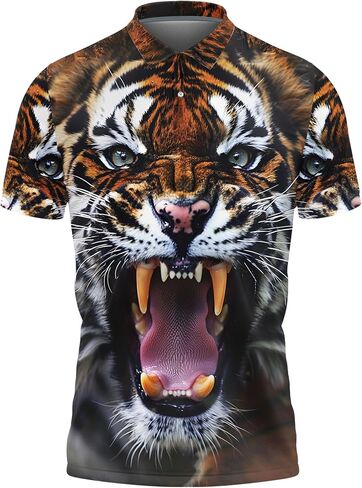 قمصان بولو Tiger Lovers للرجال - قمصان بولو رجالي Mighty Tiger بأكمام قصيرة سلسلة 39 in Kuwait