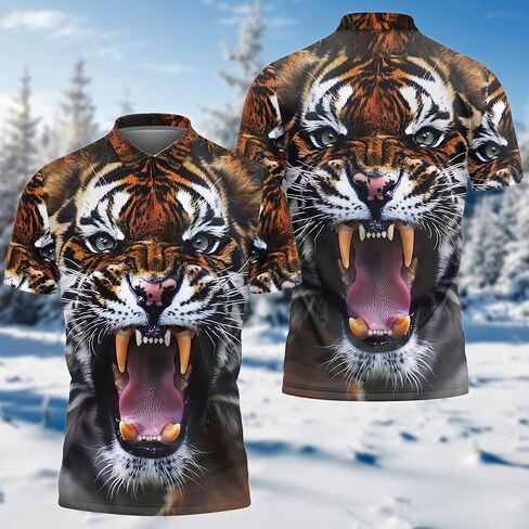 قمصان بولو Tiger Lovers للرجال - قمصان بولو رجالي Mighty Tiger بأكمام قصيرة سلسلة 39 in Kuwait