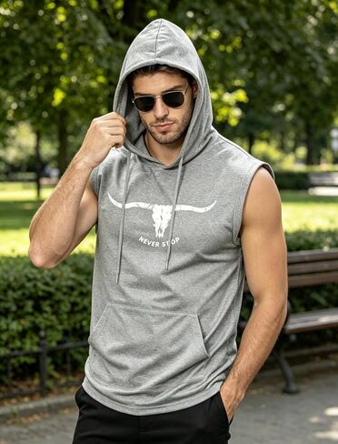 Men’s Sleeveless Hoodie Tank Top Summer Casual Shirt Breathable Loose Fit for Outdoor Sports Size S-2XL in Kuwait