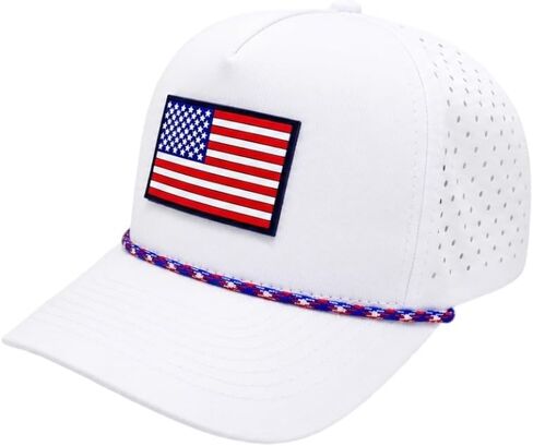 USA American Flag Golf Hat, Performance Rope Cap, Patriotic USA Hat – Adjustable, Breathable in Kuwait